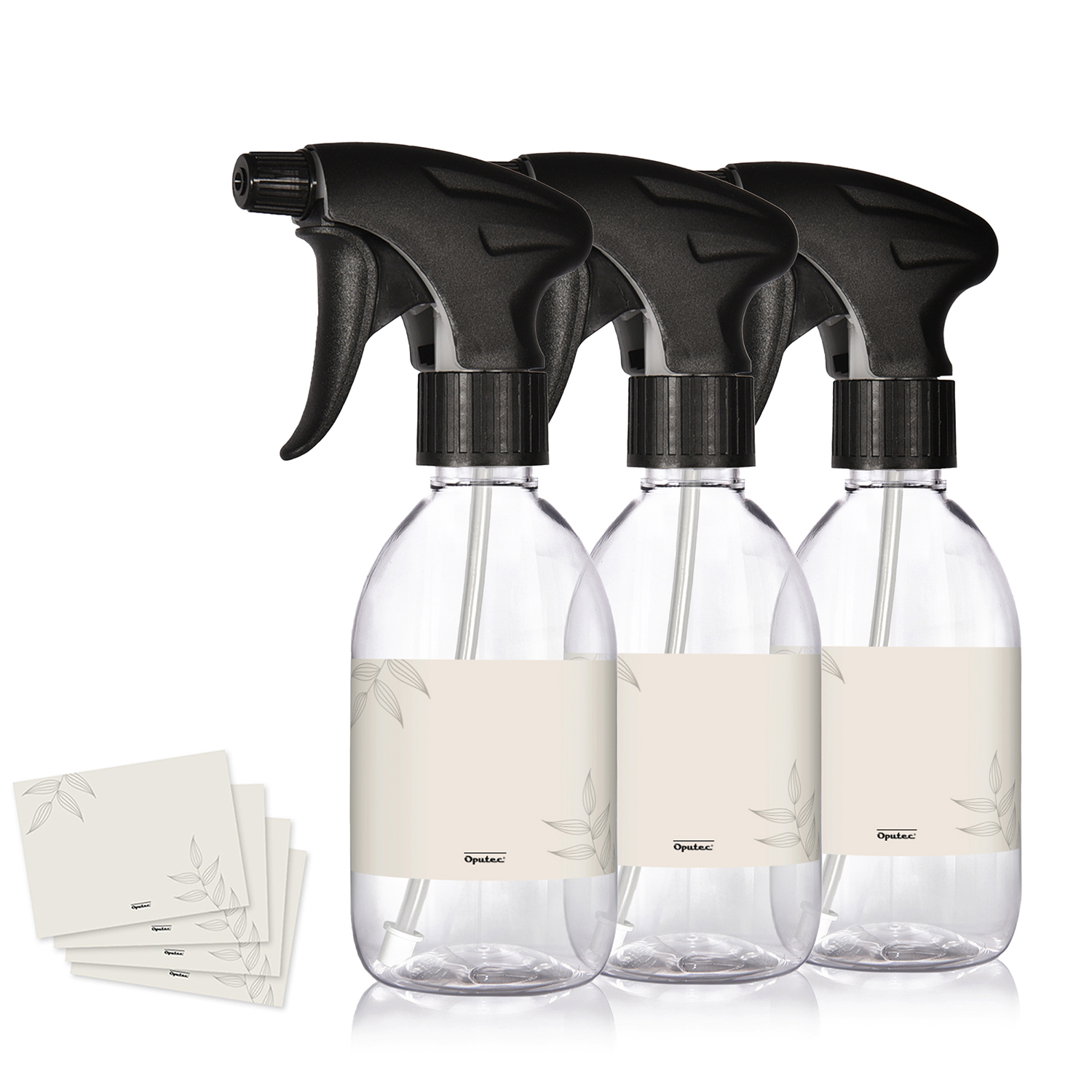 3 x 300ml Sprühflaschen aus Kunststoff transparent + Etiketten