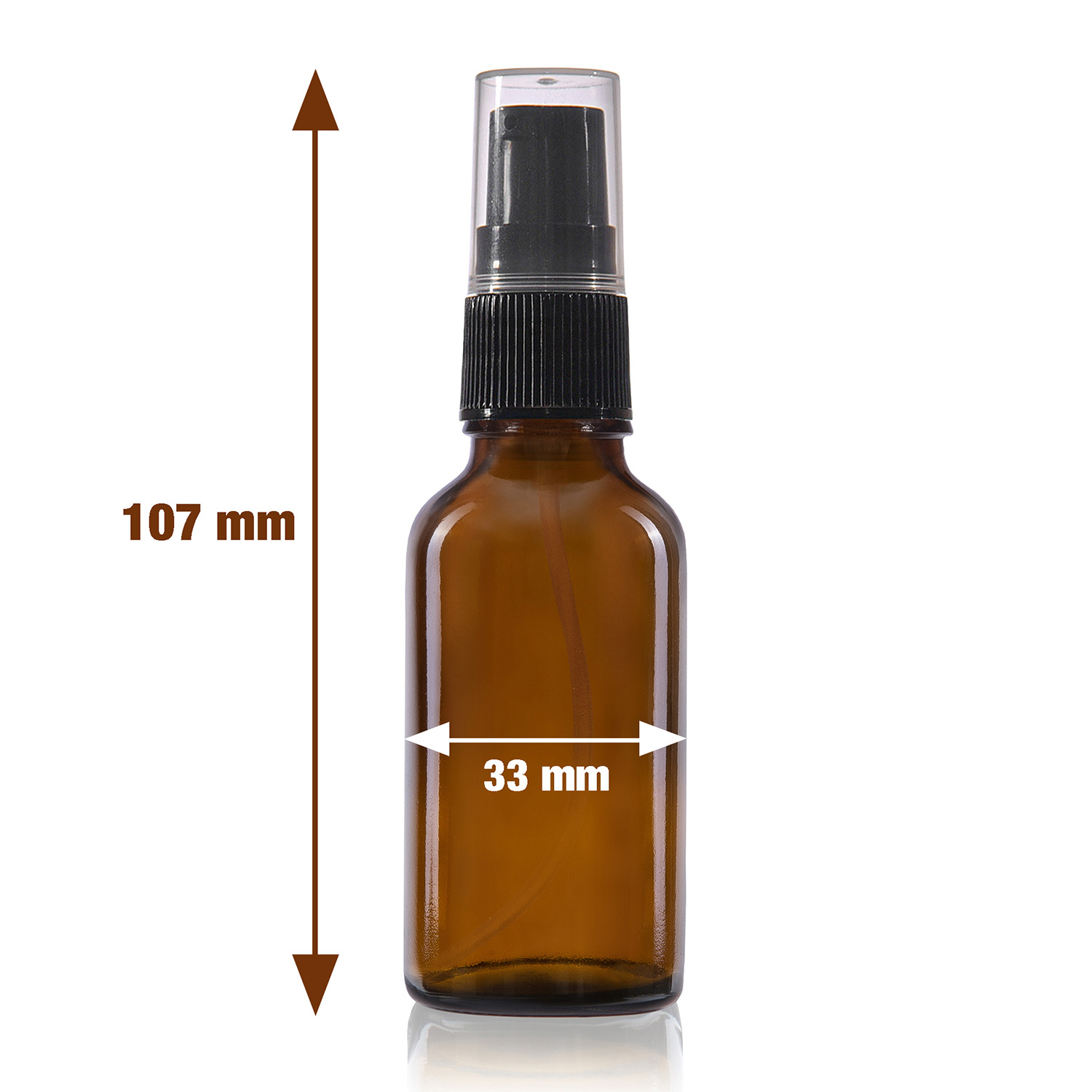 5x 30ml Pumpspender Pumpflasche aus Braunglas, Cremspender mit schwarzem Pumpkopf, inkl. Etiketten