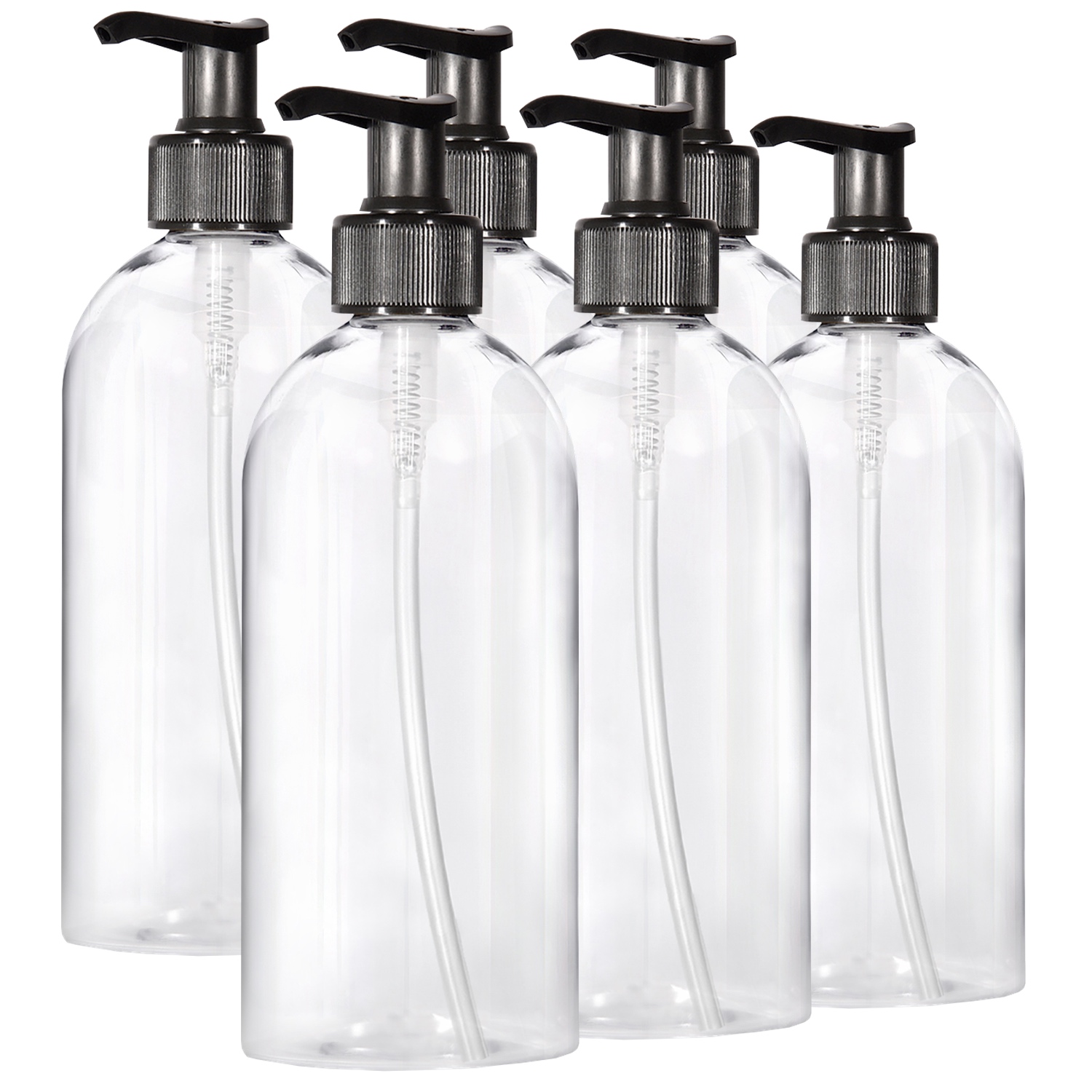 6 x 500ml Seifenspender aus Kunststoff transparent