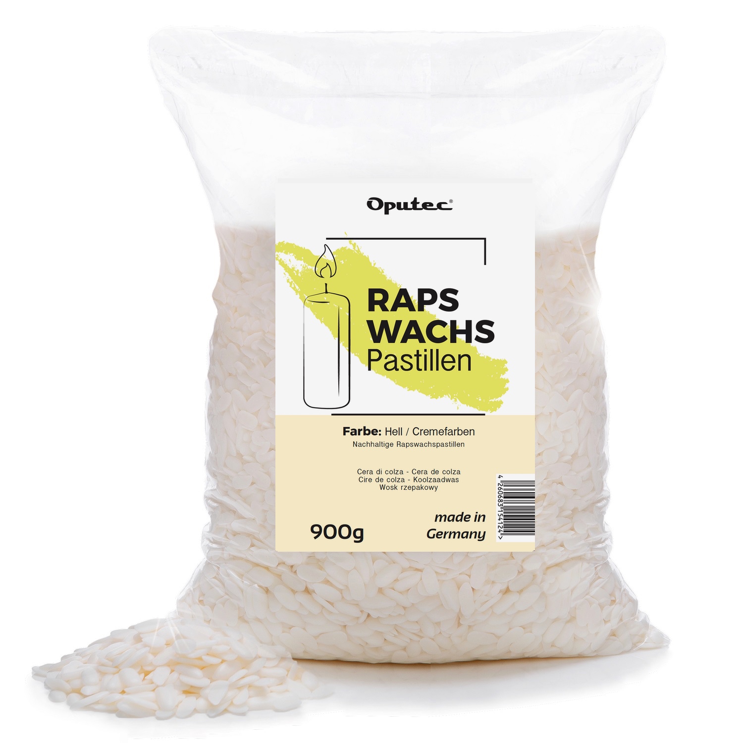900g Rapswachs-Pastillen Kerzenwachs aus Raps (cremefarben)