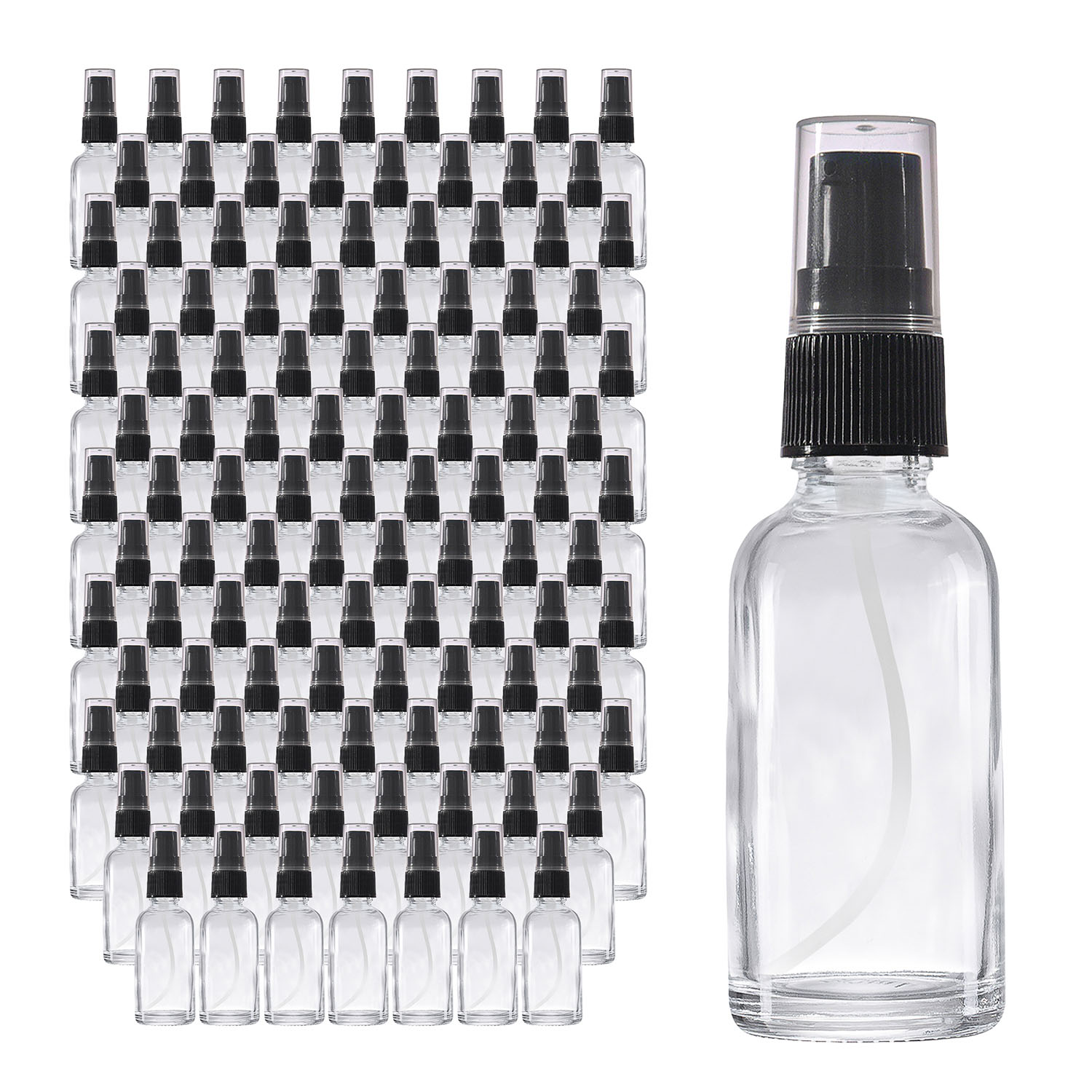 143x 30ml Pumpspender Pumpflasche aus Klarglas, Cremspender mit schwarzem Pumpkopf, Großpackung