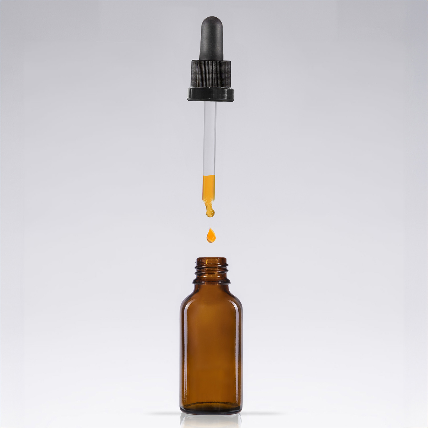 10x 30 ml Pipettenflaschen, Braunglas, mit Kugelspitze-Glaspipette und schwarzem Deckel