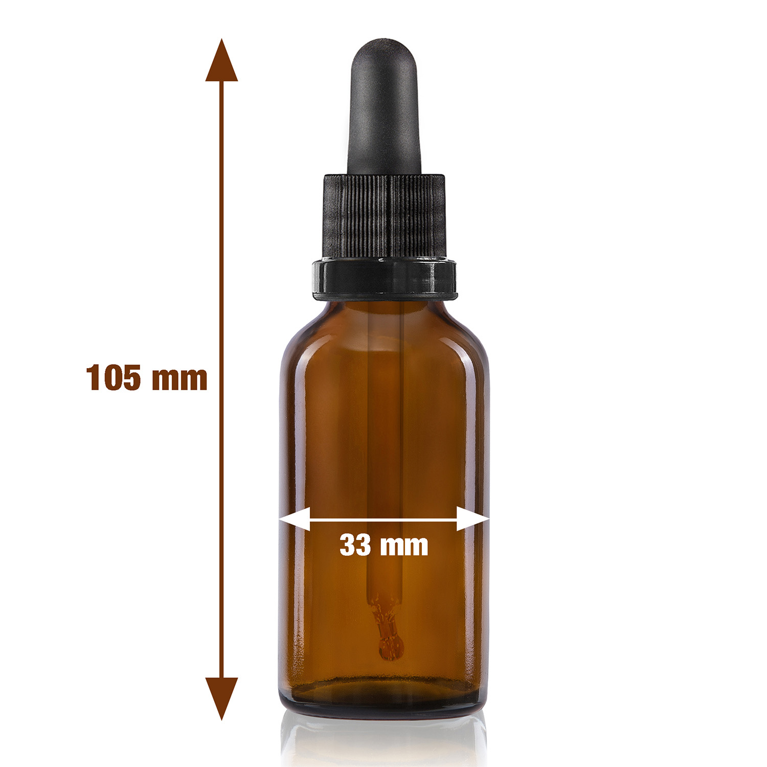 10x 30 ml Pipettenflaschen, Braunglas, mit Kugelspitze-Glaspipette und schwarzem Deckel