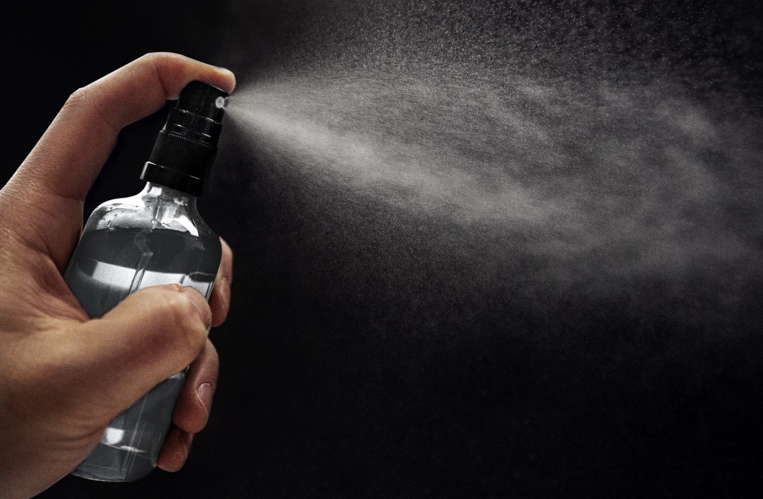 Zerstaeuber_transparent_mood_1500 10x 30ml Sprühflasche aus Klarglas mit schwarzem Sprühaufsatz, inkl. Etiketten