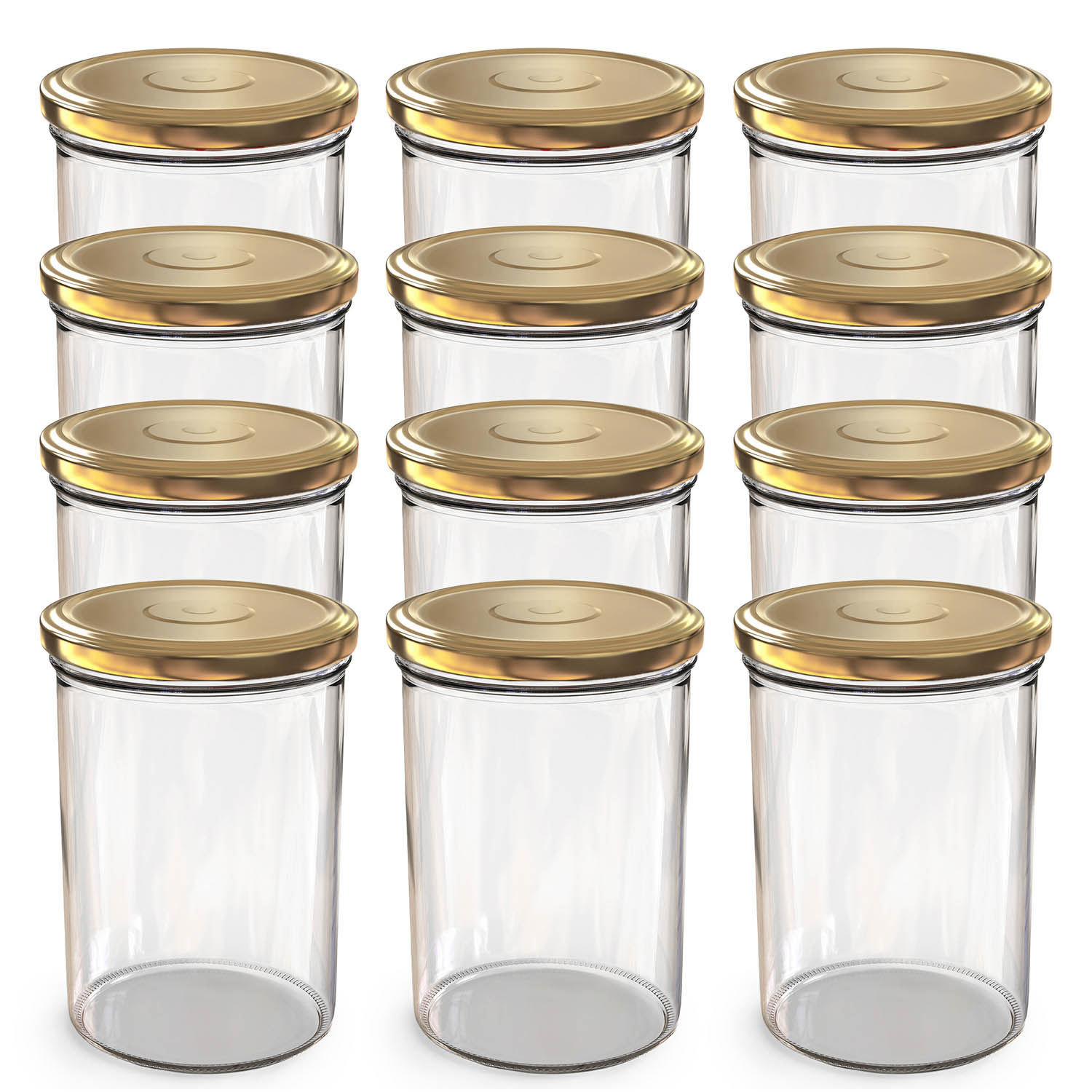 12x 440ml Einmachgläser mit Deckel Gold (TO82) 12x 440ml Einmachgläser mit Deckel Gold (TO82)