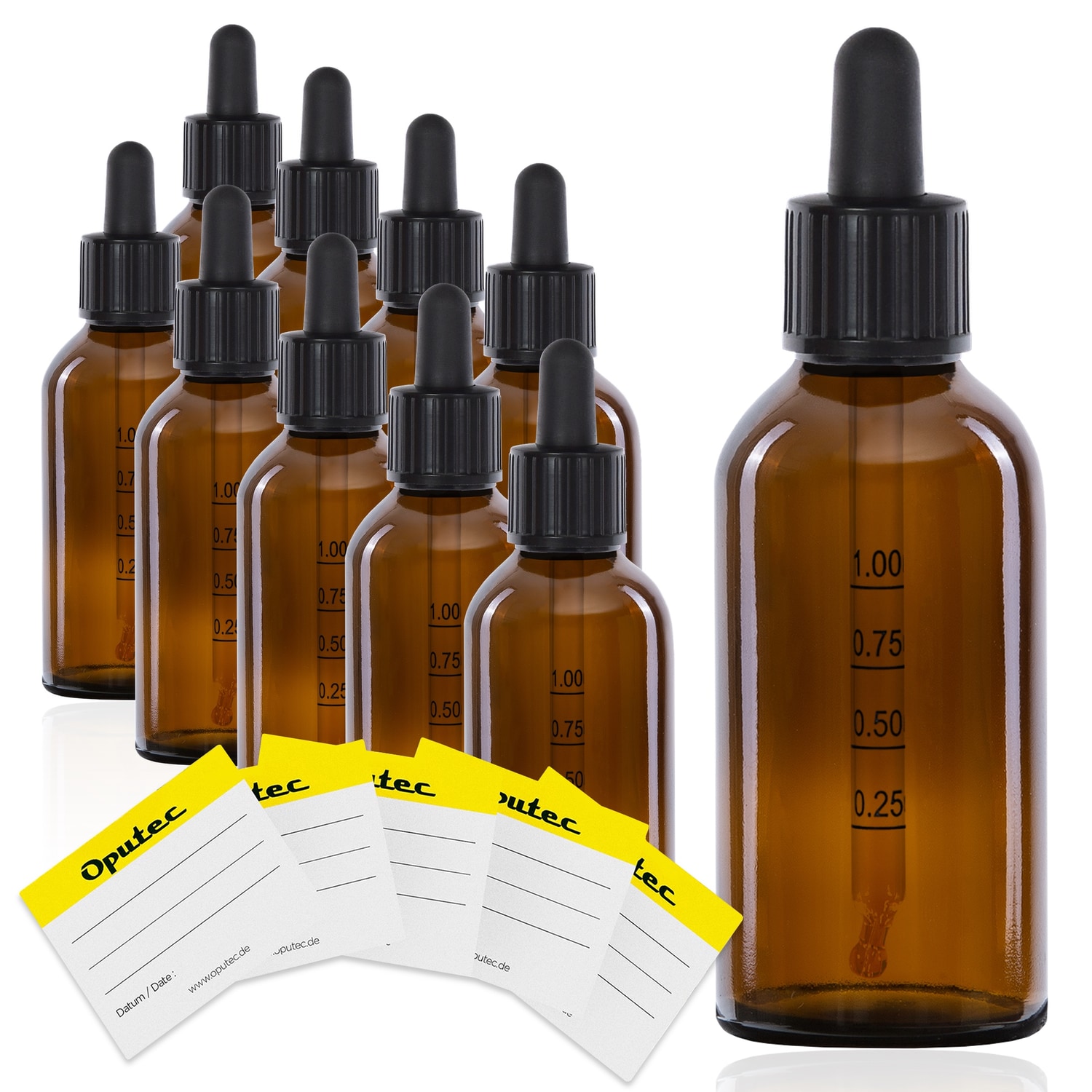 10x 100 ml Pipettenflaschen aus Braunglas mit Skala & Glaspipette – präzises Dosieren