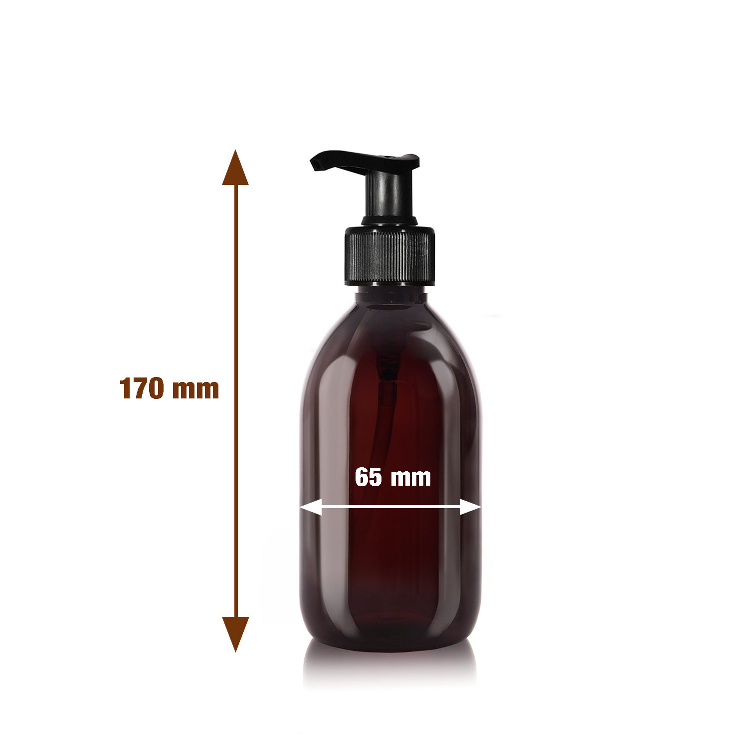 2 x 300ml Seifenspender aus Kunststoff braun + Etiketten