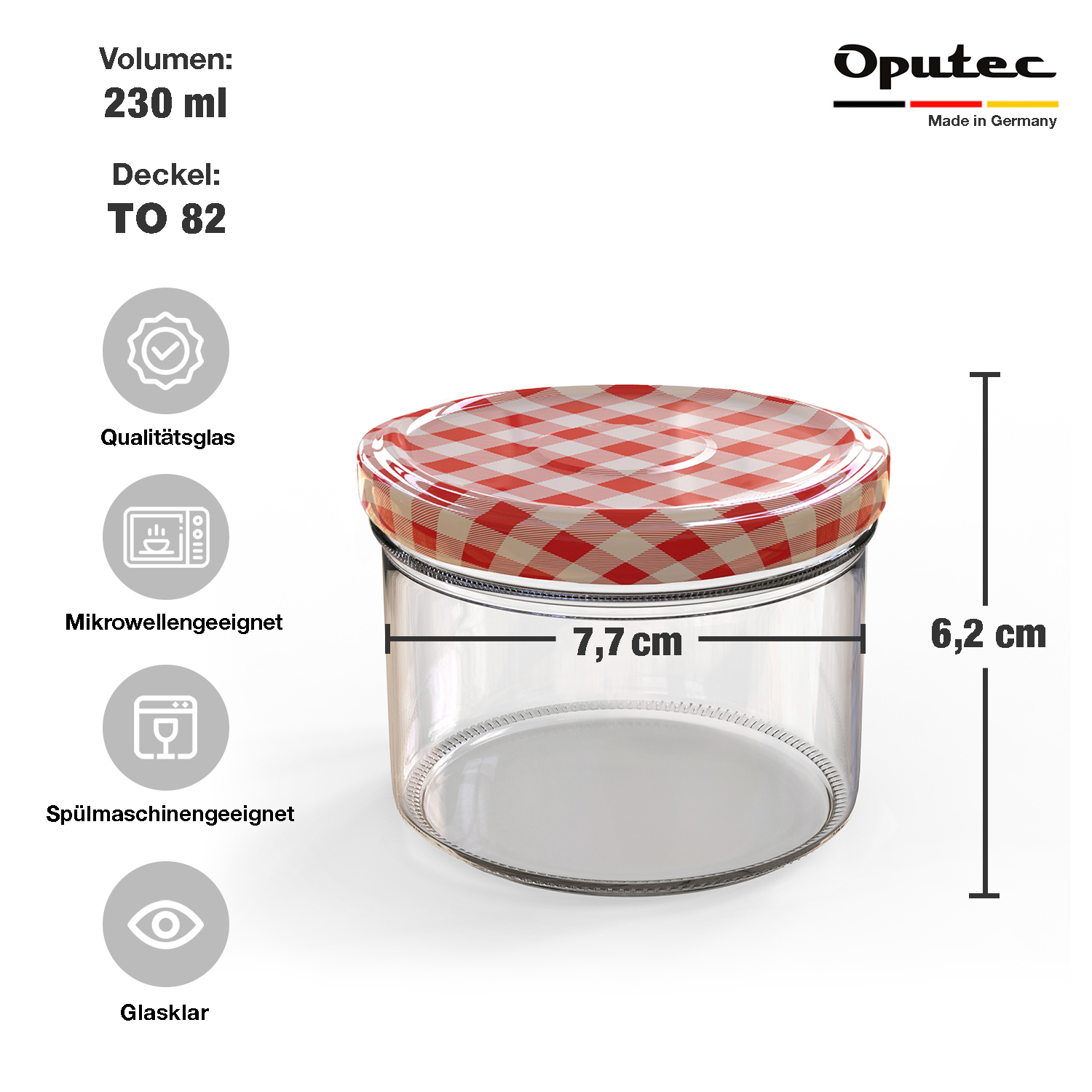 24x 230ml Einmachgläser mit Deckel Rot-Weiß-Karo (TO82) 24x 230ml Einmachgläser mit Deckel Rot-Weiß-Karo (TO82)