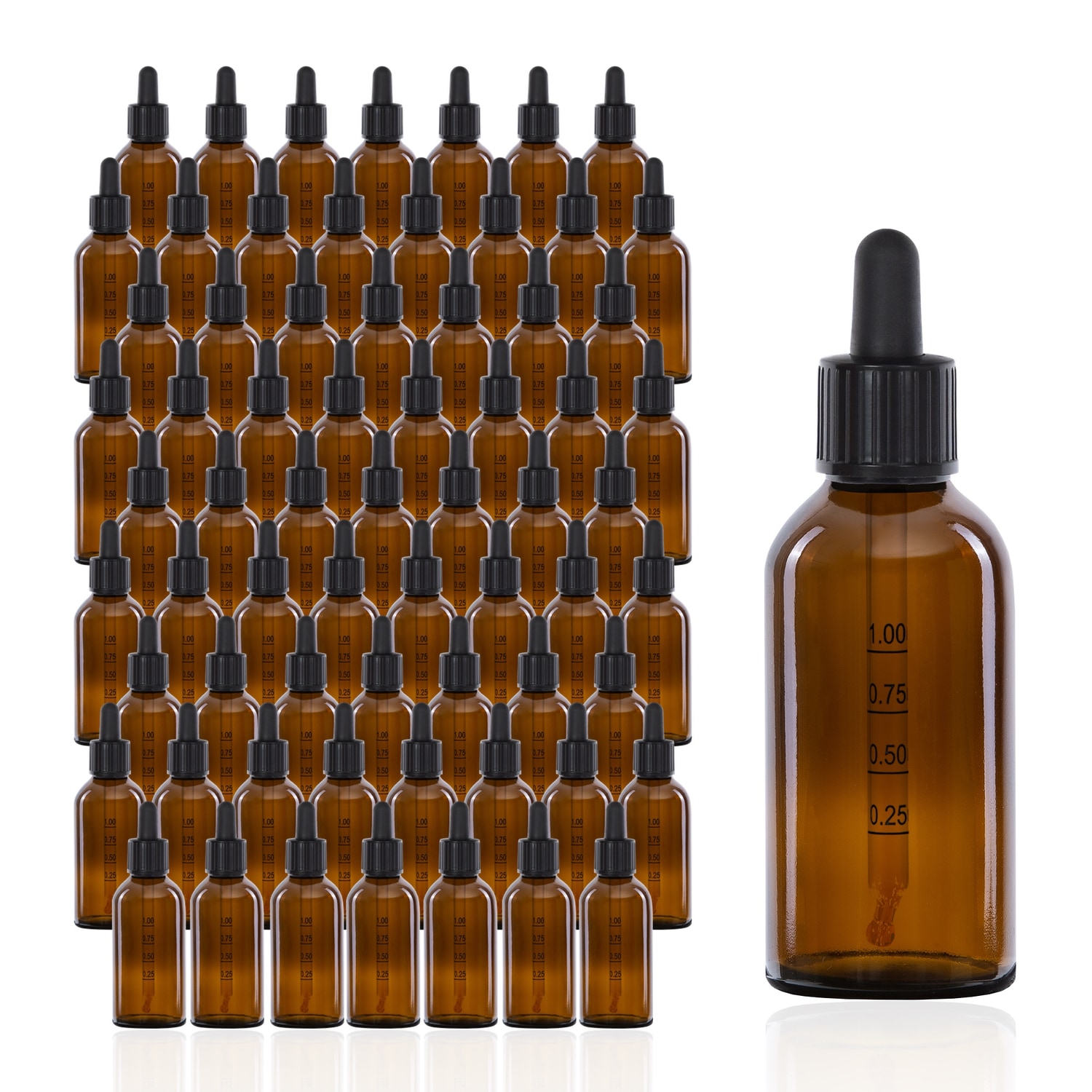 68x 100 ml Pipettenflaschen aus Braunglas mit Skala & Glaspipette – präzises Dosieren