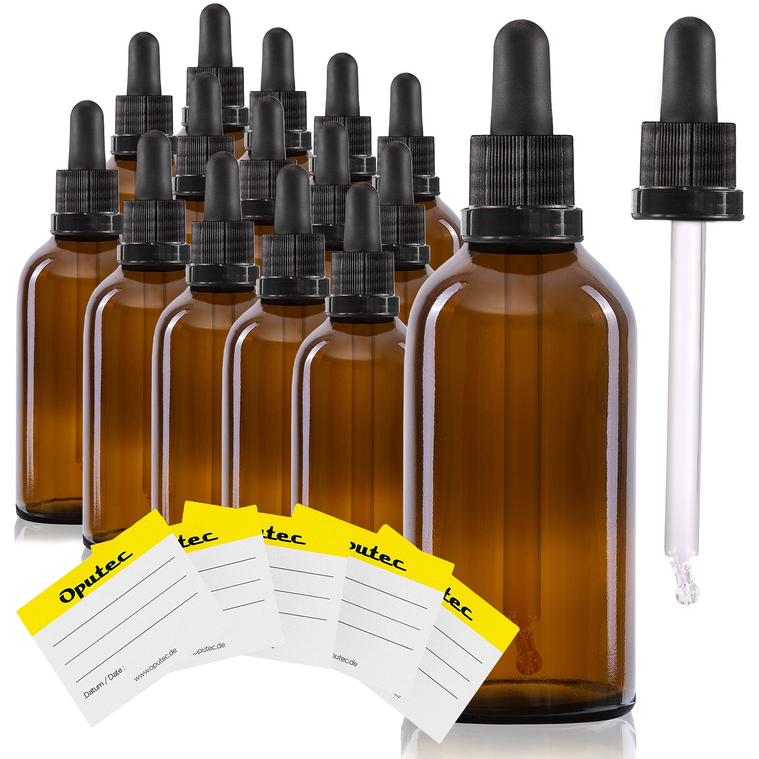 20x 100 ml Pipettenflaschen, Braunglas, mit Kugelspitze-Glaspipette und schwarzem Deckel 20x 100 ml Pipettenflaschen, Braunglas, mit Kugelspitze-Glaspipette und schwarzem Deckel