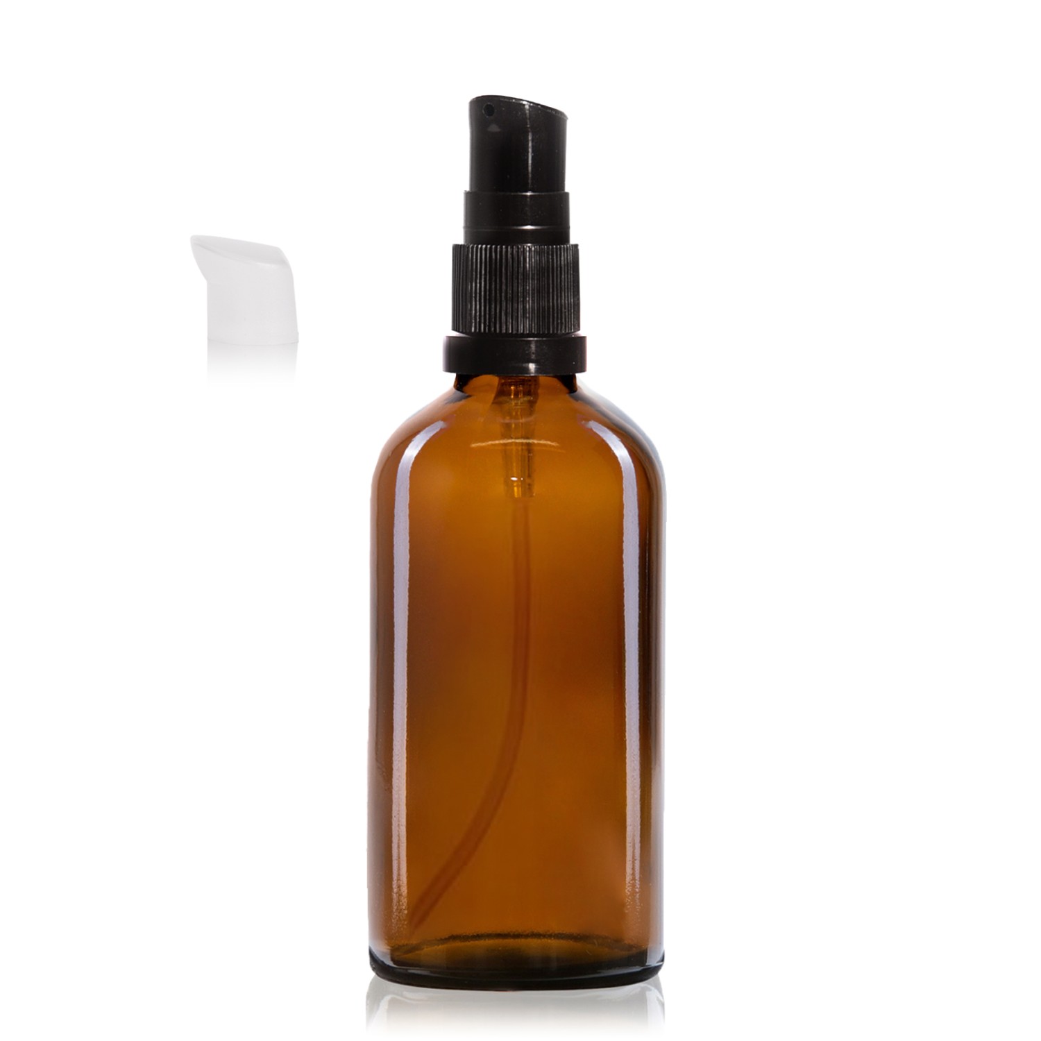 10x 100ml Pumpspender Pumpflasche aus Braunglas, Cremspender mit schwarzem Pumpkopf, inkl. Etiketten
