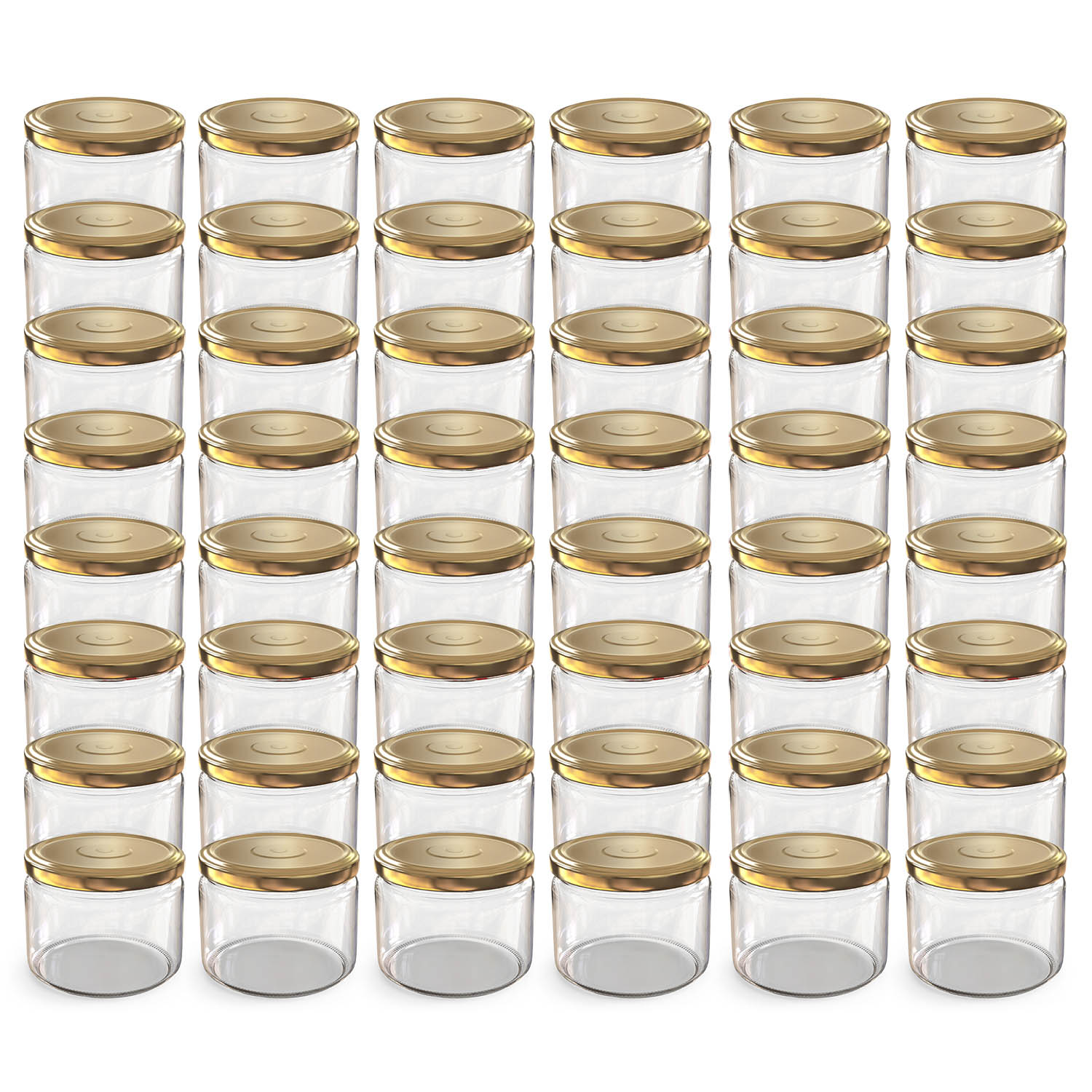 48x 282ml Einmachgläser mit Deckel Gold (TO82) 48x 282ml Einmachgläser mit Deckel Gold (TO82)