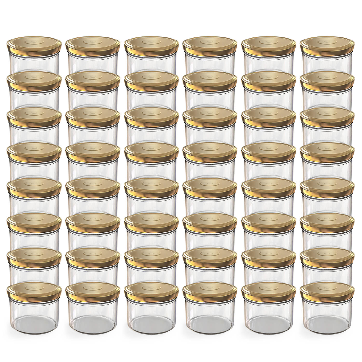 48x 230ml Einmachgläser mit Deckel Gold (TO82) 48x 230ml Einmachgläser mit Deckel Gold (TO82)
