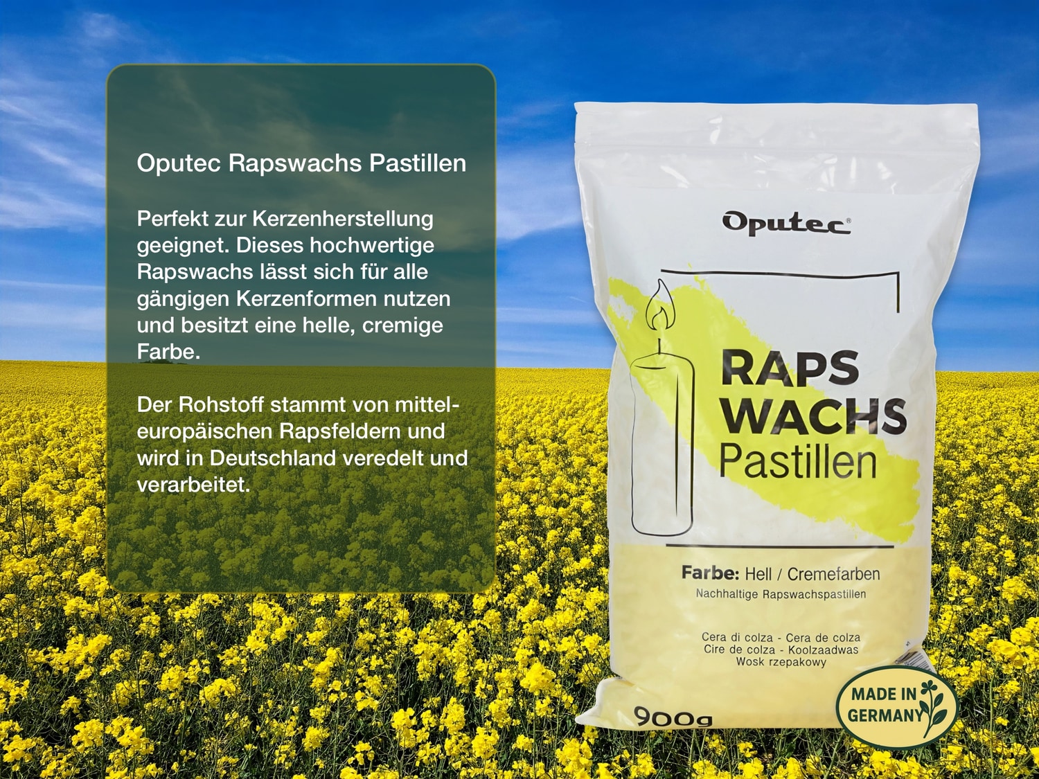 900g Rapswachs-Pastillen Kerzenwachs aus Raps (cremefarben)