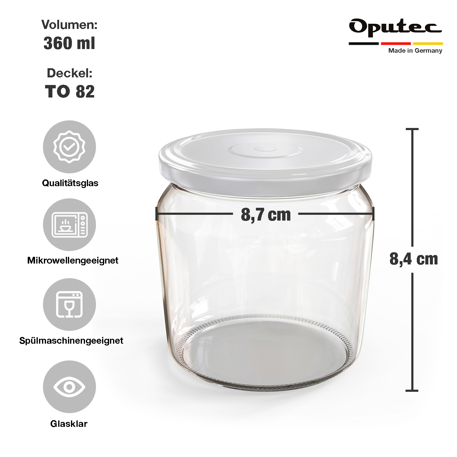 48x 360ml Einmachgläser mit Deckel Weiß (TO82) 48x 360ml Einmachgläser mit Deckel Weiß (TO82)