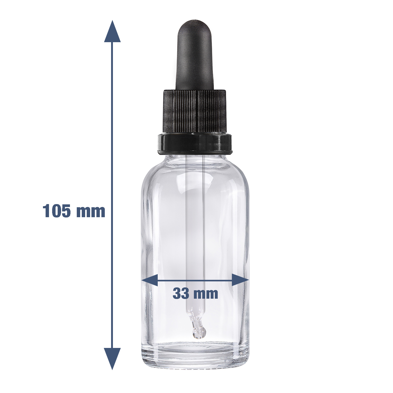 20x 30ml Pipettenflaschen, Klarglas, mit Kugelspitze-Glaspipette und schwarzem Deckel