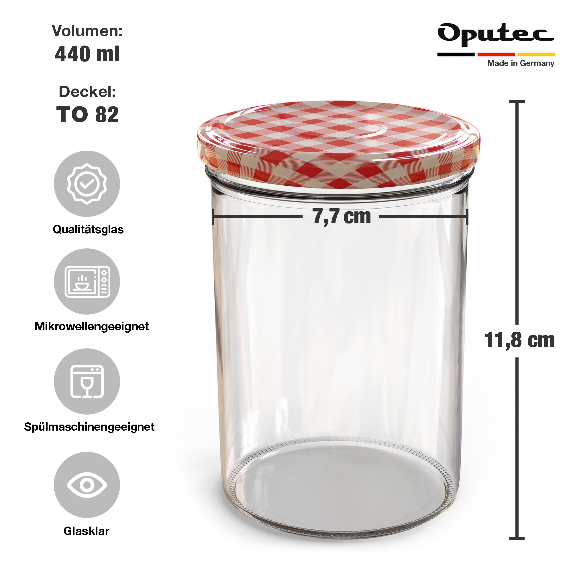 24x 440ml Einmachgläser mit Deckel Rot-Weiß-Karo (TO82) 24x 440ml Einmachgläser mit Deckel Rot-Weiß-Karo (TO82)