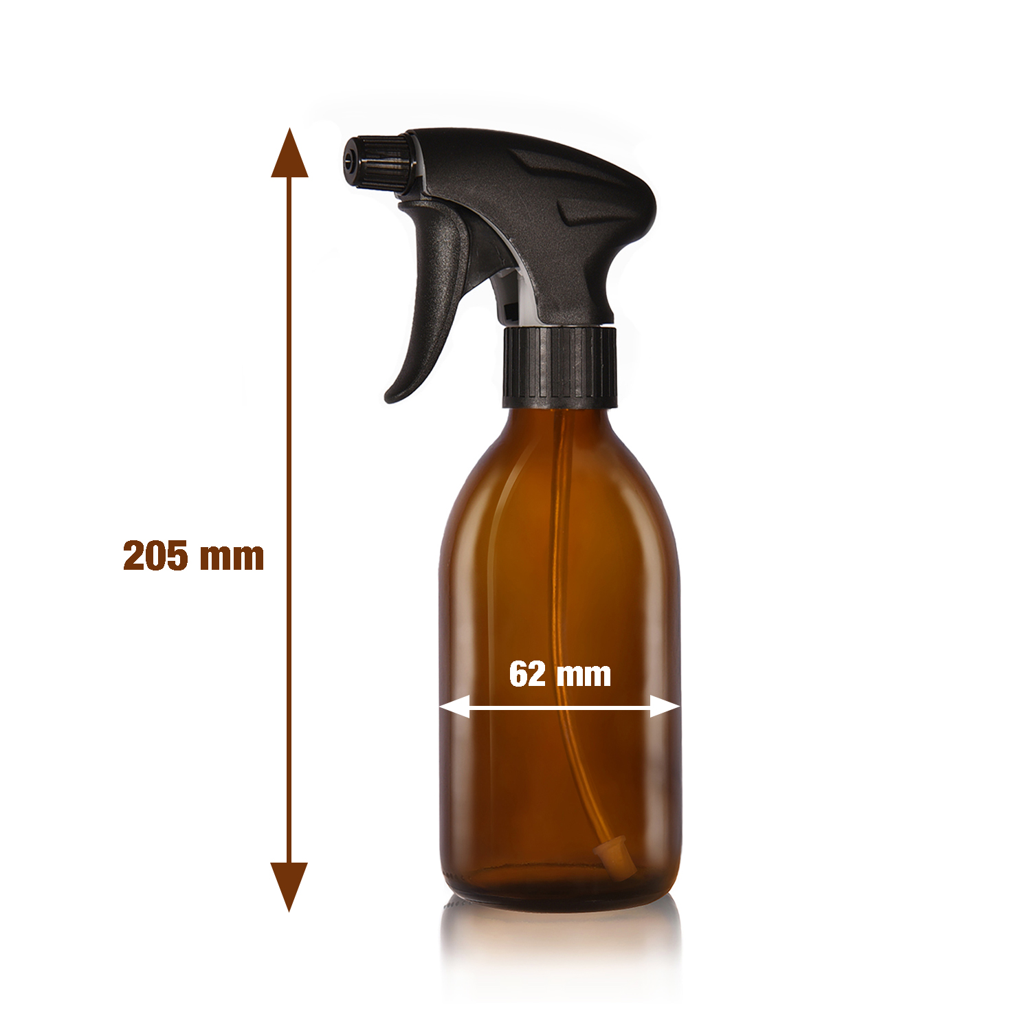 2 × 250ml Braunglas-Sprühflaschen mit ergonomischem Sprühkopf 