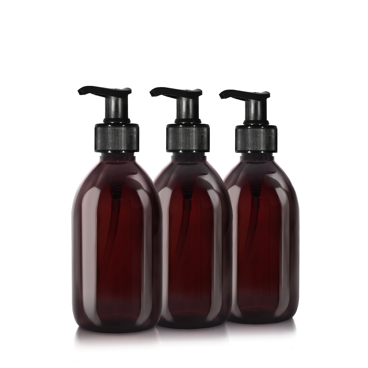 3 x 300ml Seifenspender aus Kunststoff braun 