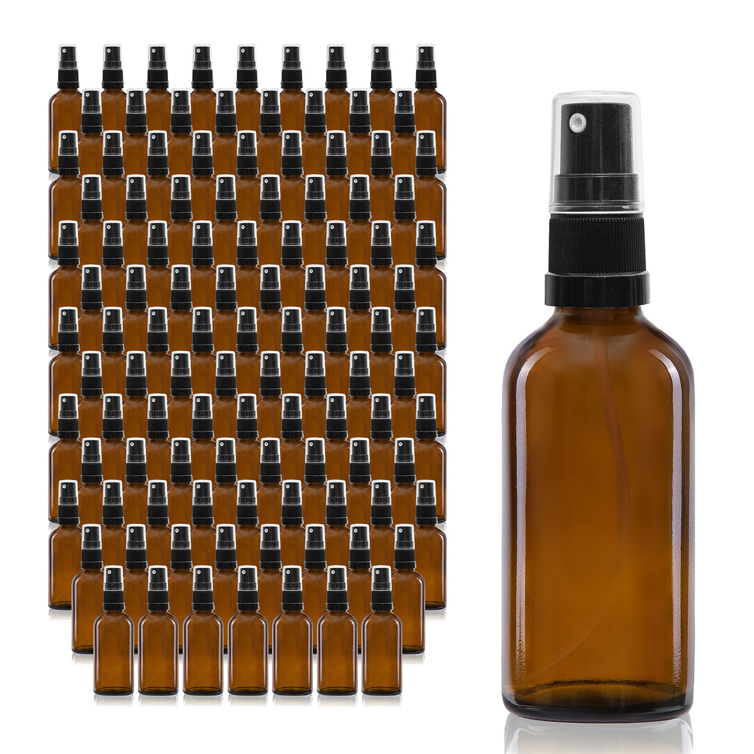 143x 30ml Sprühflasche aus Braunglas mit schwarzem Sprühaufsatz, Großpackung
