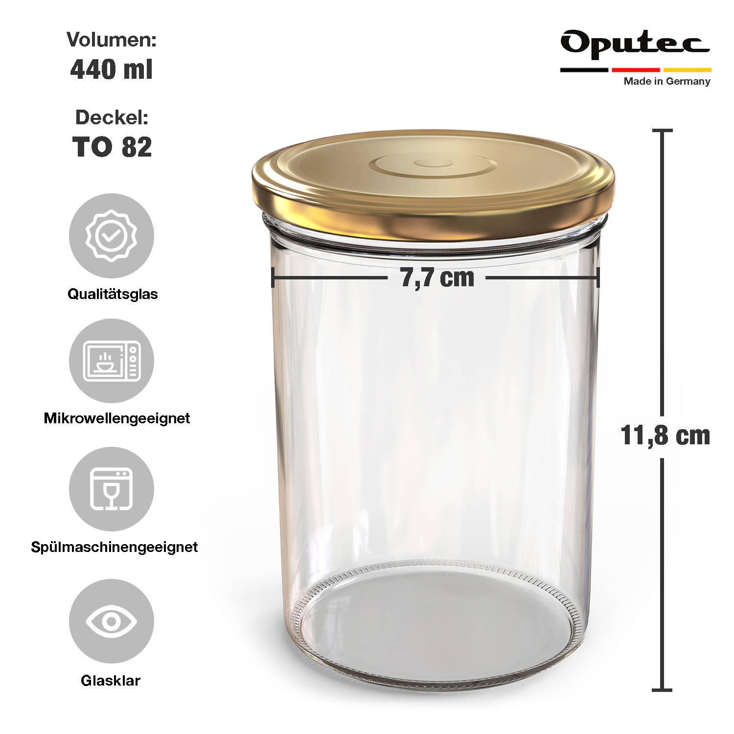 12x 440ml Einmachgläser mit Deckel Gold (TO82) 12x 440ml Einmachgläser mit Deckel Gold (TO82)