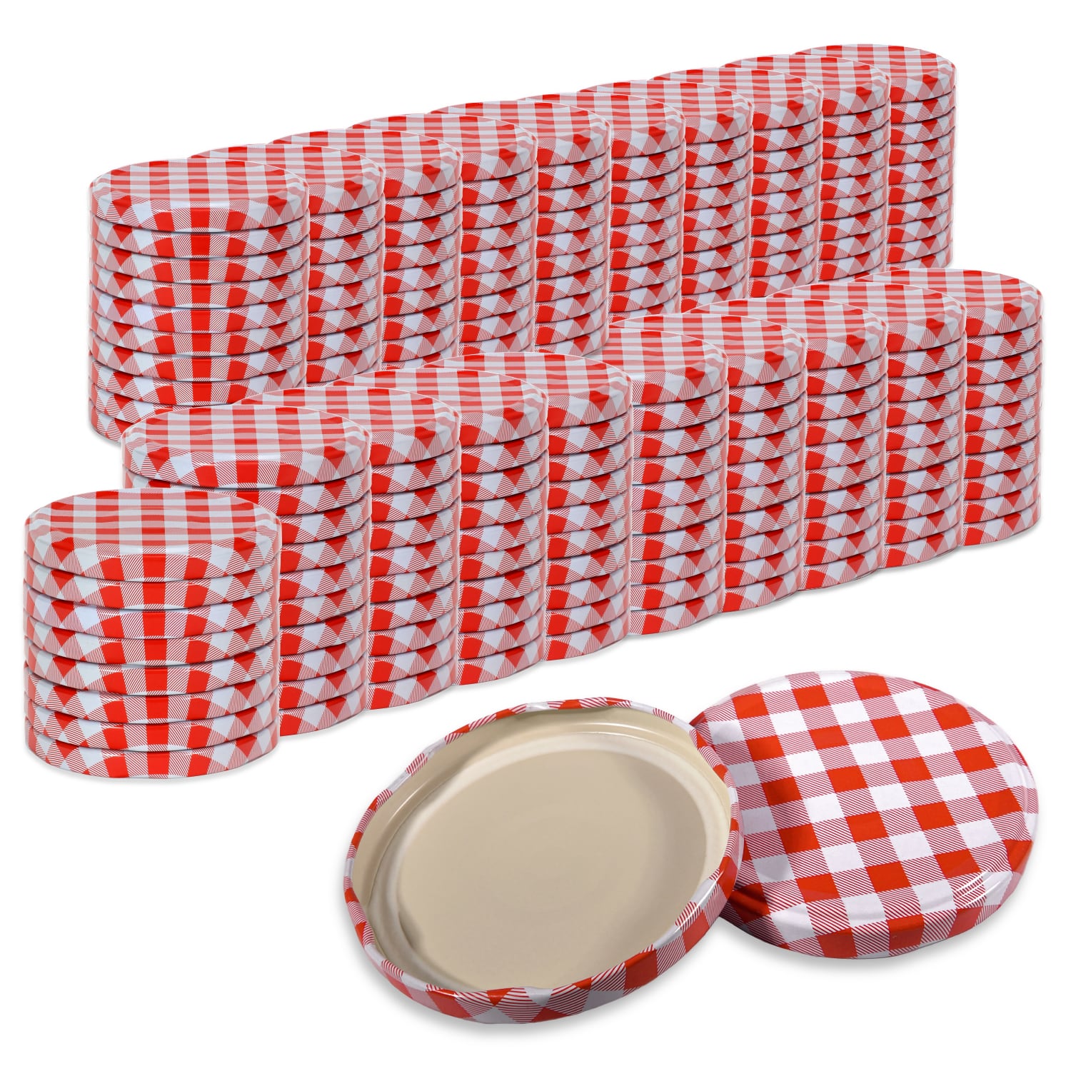 200 x Schraubdeckel TO 82 – Rot-Weiß kariert