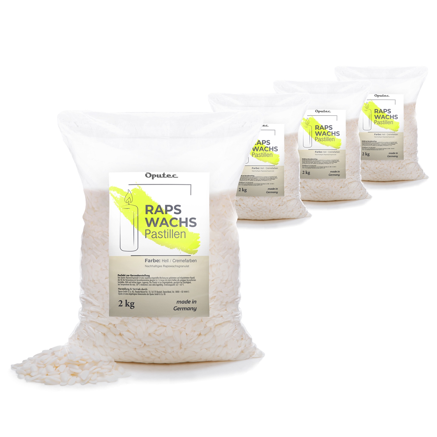 8 kg Rapswachs-Pastillen (4x2kg) Kerzenwachspastillen aus Raps (cremefarben)