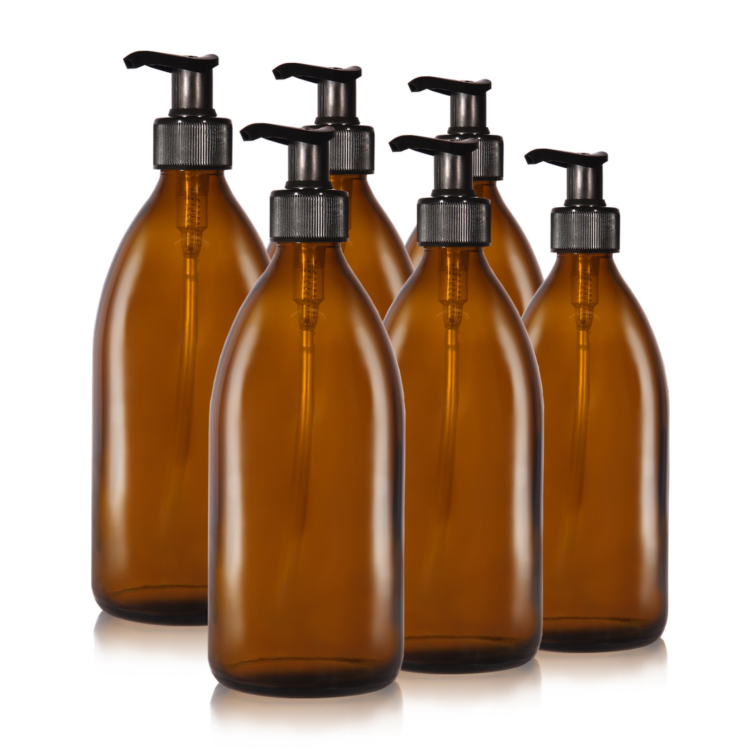 6 x 500ml Seifenspender aus Braunglas