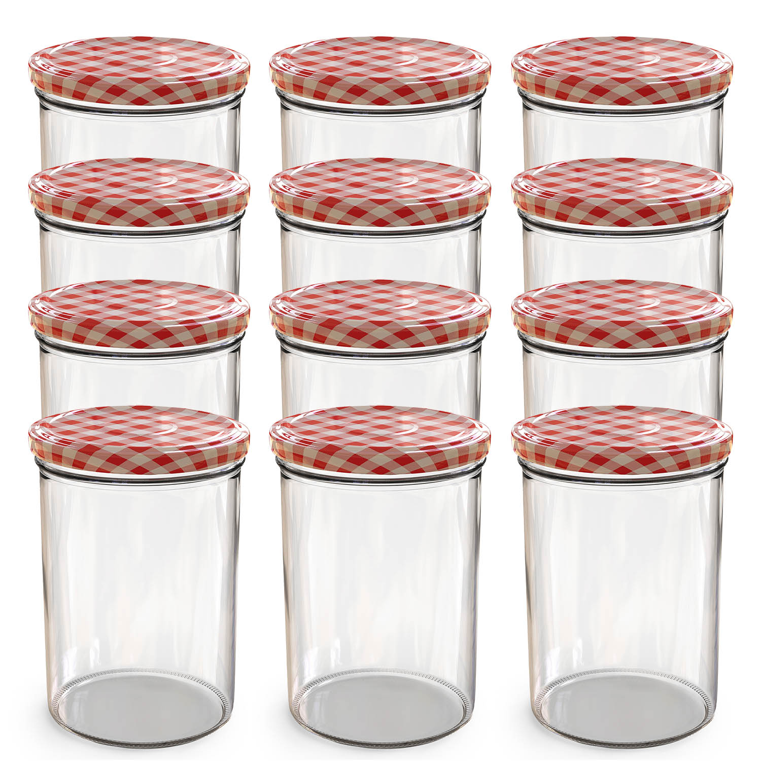 12x 440ml Einmachgläser mit Deckel Rot-Weiß-Karo (TO82) 12x 440ml Einmachgläser mit Deckel Rot-Weiß-Karo (TO82)