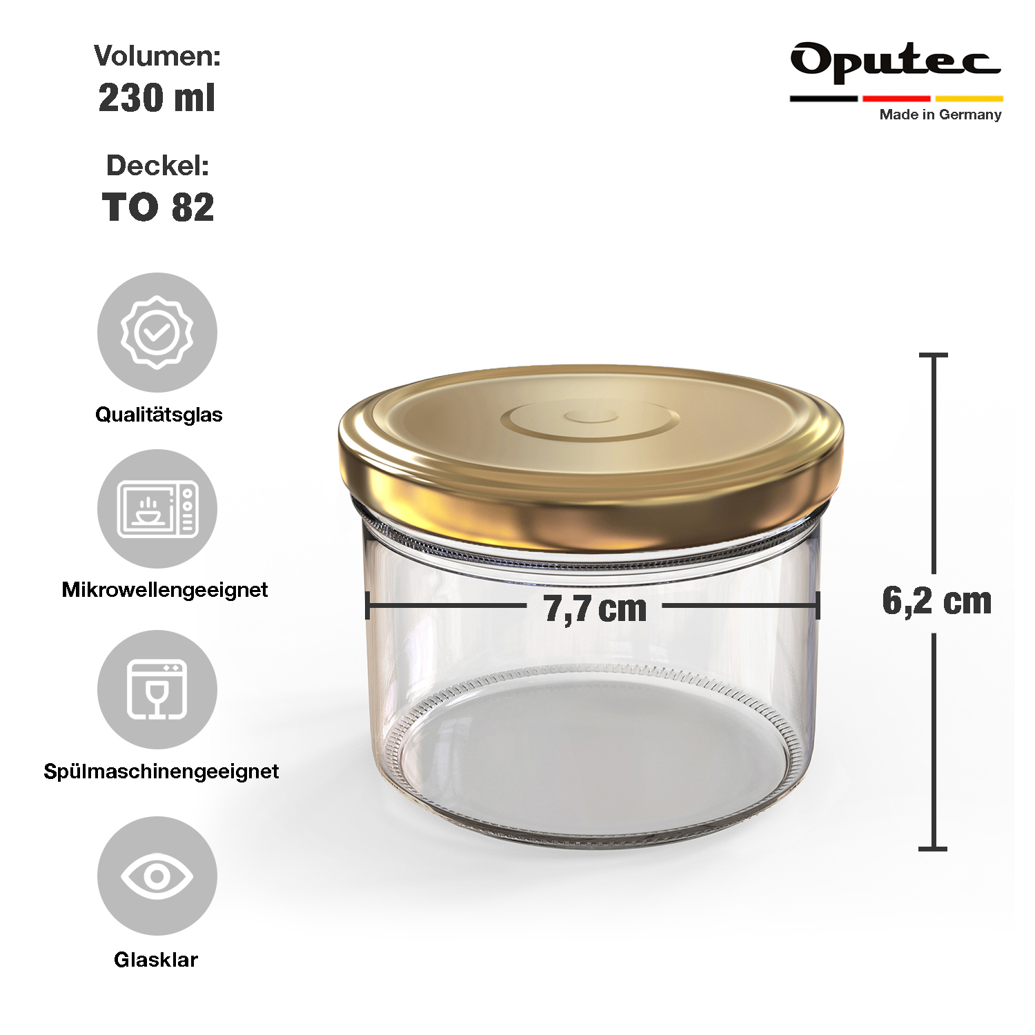48x 230ml Einmachgläser mit Deckel Gold (TO82) 48x 230ml Einmachgläser mit Deckel Gold (TO82)