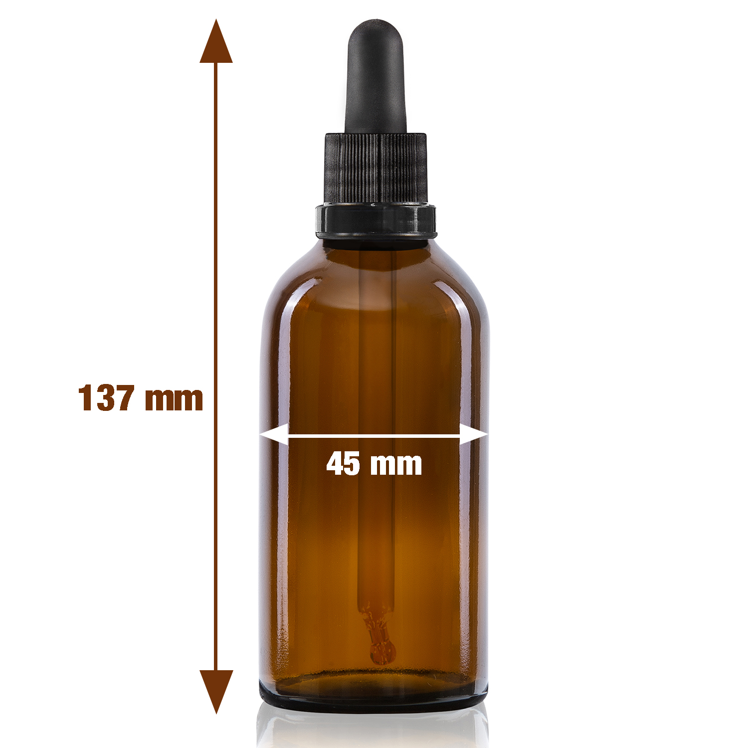68x 100 ml Pipettenflaschen, Braunglas, mit Kugelspitze-Glaspipette und schwarzem Deckel