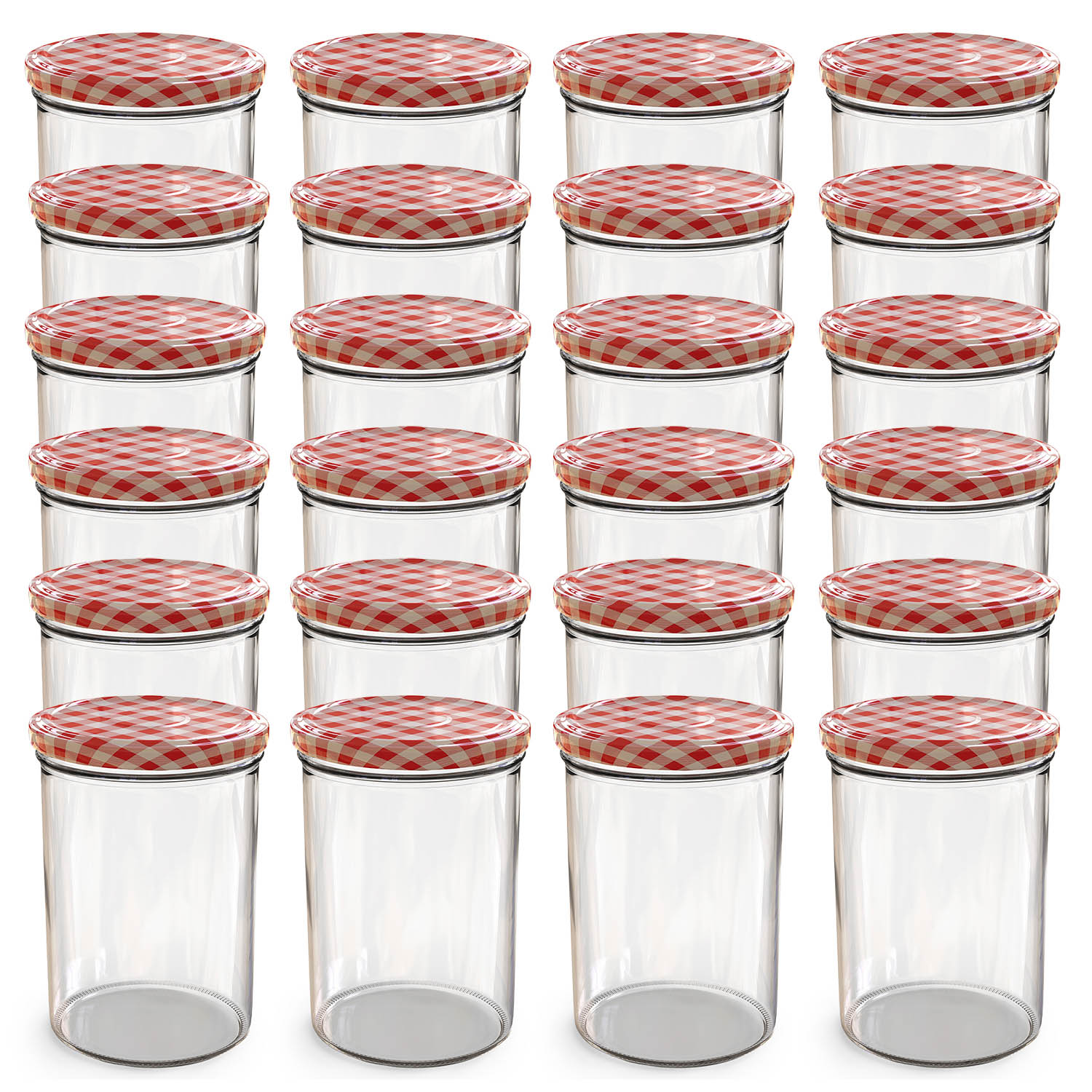 24x 440ml Einmachgläser mit Deckel Rot-Weiß-Karo (TO82) 24x 440ml Einmachgläser mit Deckel Rot-Weiß-Karo (TO82)